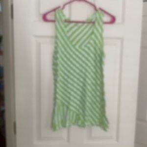 Green and white sleeveless top